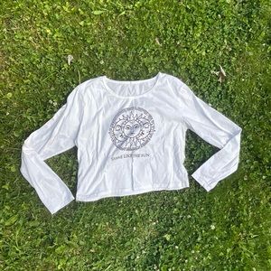 Long sleeve celestial sun & moon black & white crop top